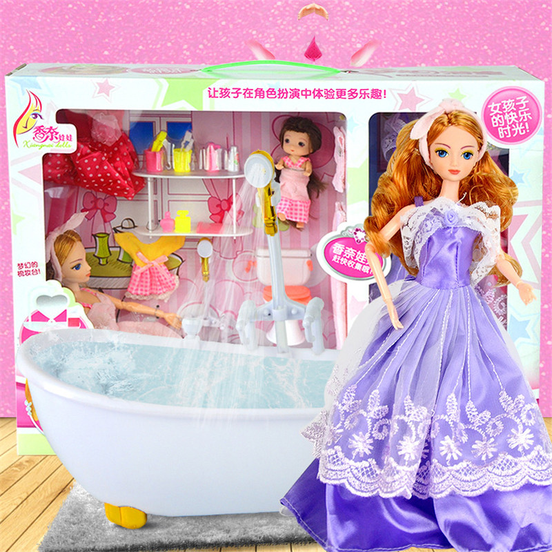 Girl Toys Dolly Dolls Kit Big Gift Box Wedding Dresses Princess Children Swapped Dolls For Dolls Bathroom Bath