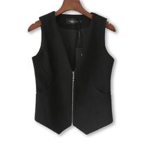 2020 Korean womens fashion slim woolen horse clip inside and outside wear pocket zipper warm vest vest spring and autumn