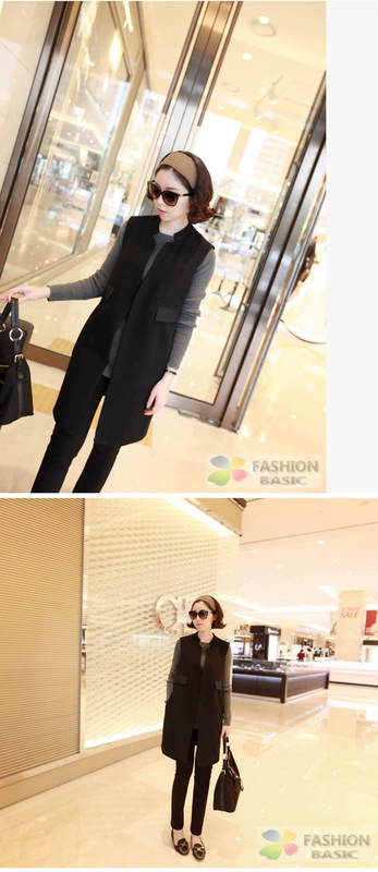Thời trang Hàn Quốc phụ nữ thời trang mới áo ghi lê xương cá thu đông dài giữa chiều dài áo vest mỏng phù hợp với xu hướng áo khoác kích thước lớn - Áo vest