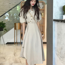 Sandro Svpr Almond Dress Woman 2022 Summer new French style cashew with slim temperament irregular dress