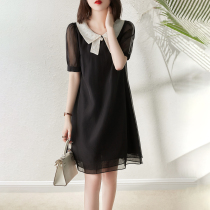 Sandro Svpr Black Dress Woman 2022 Summer new French style comeback with slim little black dress