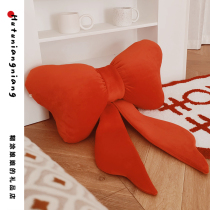 Red butterfly bow and pillow wedding cushion a pair of plush edge beds on the wedding room decorated bed wedding doll