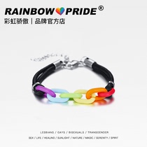 Rainbowpride Titanium steel color acrylic wax rope Adjustable bracelet Unisex gay gay simple