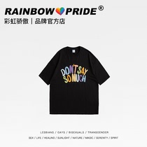 Rainbowpride 2021 spring and summer new Xinjiang cotton foam printed color letters loose short-sleeved T-shirt