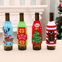 Christmas home goods high-grade knitted Christmas beer bottle cover Christmas beer bottle decoration bottle cover