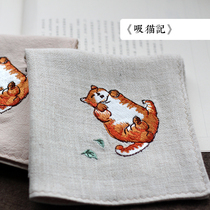 Sucking cats men and women wipe sweat handkerchiefs ancient cats square towels embroidered handkerchiefs cotton birthday gifts