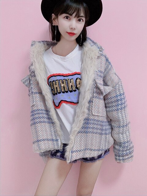 MMCstudio pie jacket ຂອງແມ່ຍິງ chic trendy ອິນເຕີເນັດສະເຫຼີມສະຫຼອງ slim fox fur ເປືອກຫຸ້ມນອກແບບອັງກິດລະດູຫນາວ