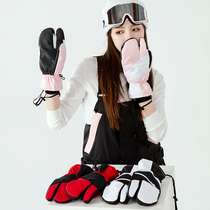 XXXsnow New thick waterproof ski gloves men and women wear-resistant three finger gloves single double board can put snow card