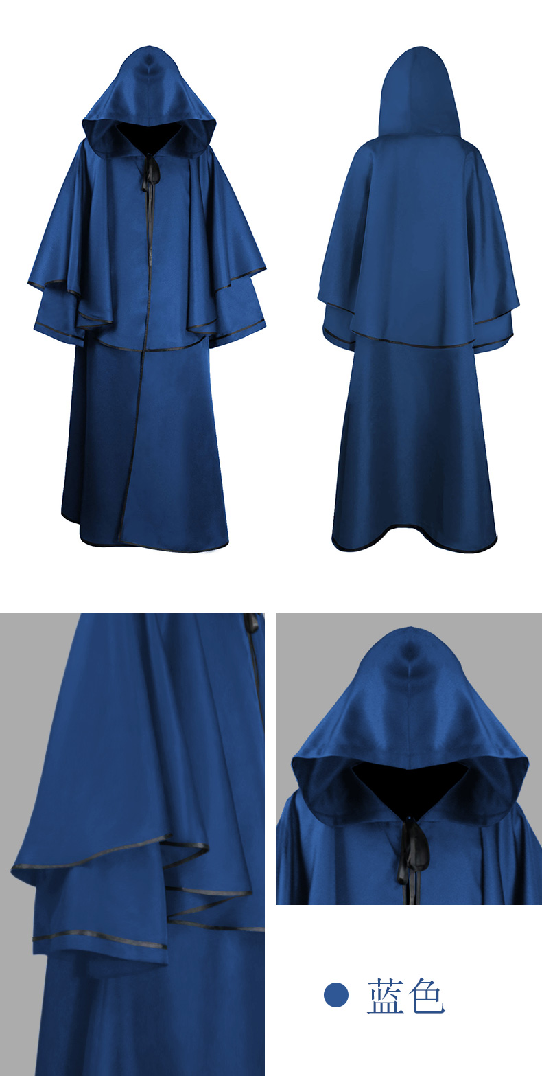 巫师披风传教士角色扮演服装成人男巫女巫师袍死神吸血鬼红色斗篷