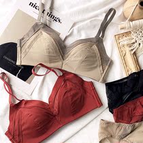 Sexy underwear set gathered without steel rim triangle cup closed pair of milk bra bra bra retro Korean style thin and thick Q