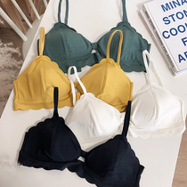 Sweet sexy bow without steel ring thin big chest display small gathering bra set no trace underwear milk cover