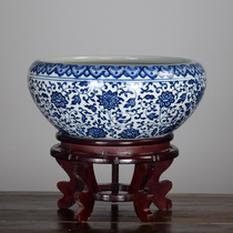 Jingdezhen blue-and-white ceramic fish tank large turtle bowl lotus water lily lotus water lily lotus tank porch desktop ornaments