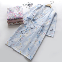 Kapok nightgown Womens pure cotton gauze thin spring and autumn Japanese pajamas home clothes sweat steaming clothes Bathrobe Yukata