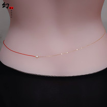 Magic 14K gold gold waist chain female very thin sexy zircon exquisite personality red rope handmade waist rope peach blossom