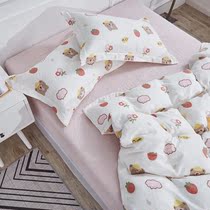 Baby grade nude sleeping cotton double yarn bed sheets quilt cover four-piece set breathable soft cotton bed Hats custom-made Strawberry Bear