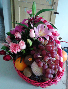 丰满高档鲜花水果篮节日慰问看望祝福生日送礼花篮上海同城速递
