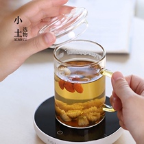 Heatable high temperature resistant flat glass home microwave covered water cup simple breakfast milk cup green tea