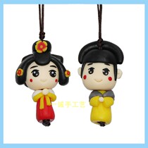 Cartoon Couple Pendant Mobile Phone Chain Pure Handmade Soft Pottery Ornament Boutique Key Button Big Don No Night City Couple