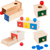 Wooden Pellet Coin coin drawer box Monts teaching aids Montasual children Early education Puzzle Toy Loveery