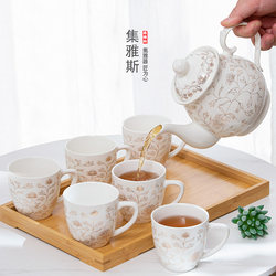 Jingdezhen ceramic tea set with handle teacup teapot set home office water set drinkware complete set