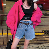 Song Zhengen High-waisted Denim Shorts Womens 2021 New Loose Korean Students Joker Roll-Leg Pants