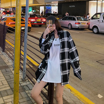 Song Zhengen plaid shirt female spring long sleeve retro Hong Kong flavor loose versatile design sense niche shirt long