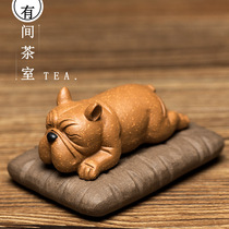 Tea pet ornaments boutique purple sand dog sculpture cute puppy tea play zodiac dog put tea tray home decoration
