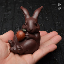 Tea pet ornaments boutique purple sand zodiac rabbit sculpture radish Rabbit Tea play with a purple sand gift gift