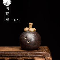 Tea pet ornaments Yixing purple sand can raise simulation fruit mangosteen sculpture interesting tea play tea tray home decoration gifts