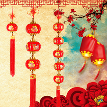 Red flocking small lantern hanging bonsai Spring Festival New year hanging wedding decoration scene decoration supplies