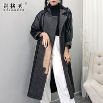 Baker Show Plus Fat Plus Size Leather Clothes Women 200 Jin Leather Women Sheepskin European Fat mm Medium Long Coat