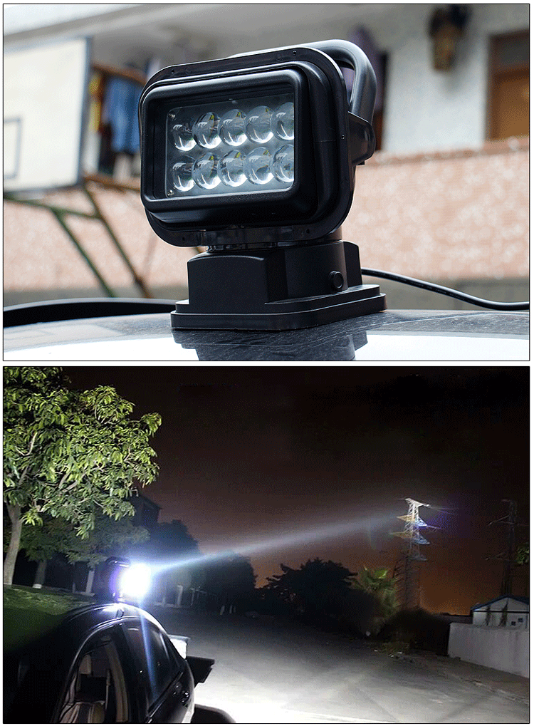 车载探照灯led越野遥控灯遥控探照灯车载led灯越野车顶灯探照灯_双氙