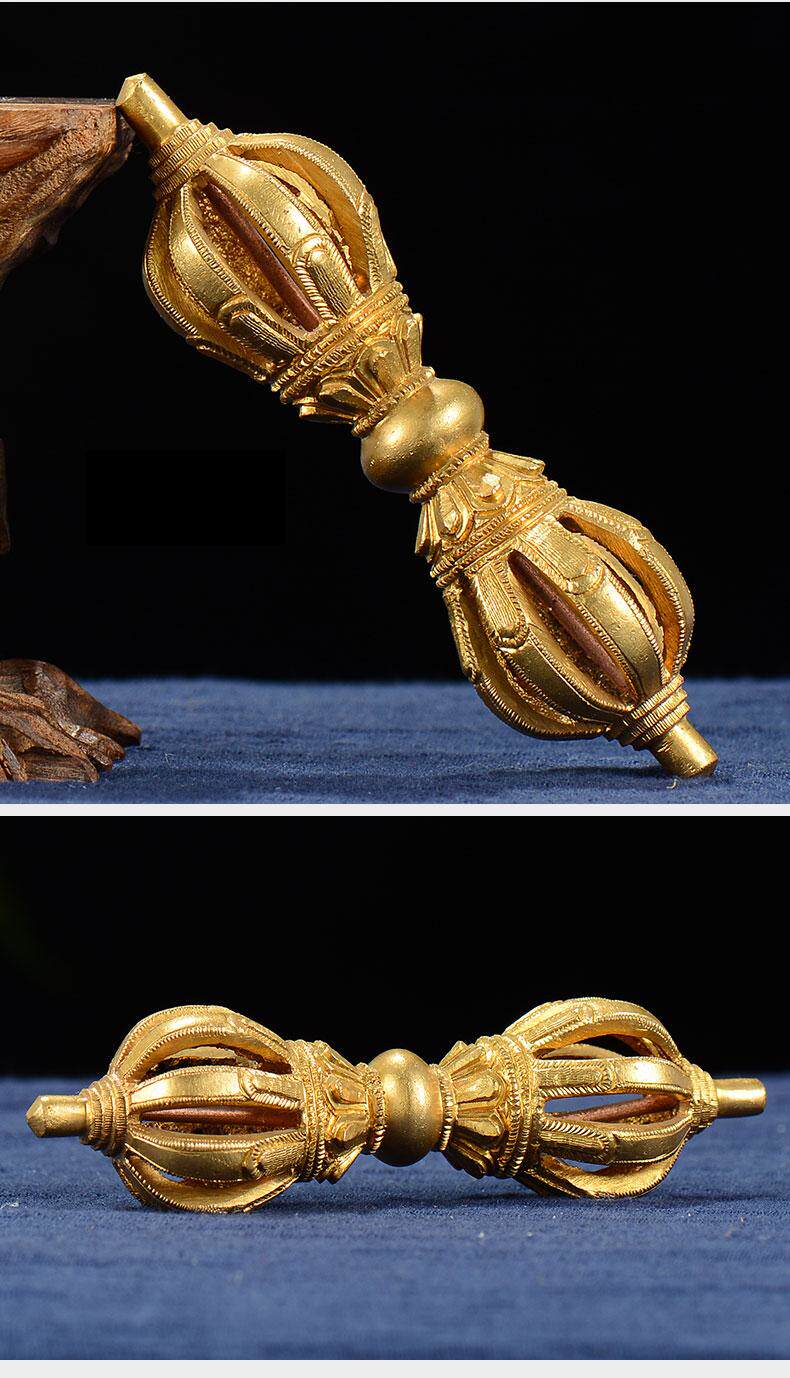 九股金刚铃杵 尼泊尔手工纯铜金刚杵金刚铃 佛教法会法铃密宗供具