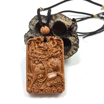 Peach wood brand necklace safety pendant men and women lotus unicorn pendant men and women keychain Jinlin send auspicious