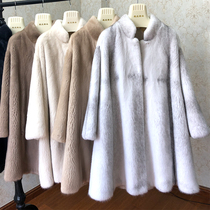 2022 new imported velvet mink coat womens whole mink mid-length cape stand-up collar mink fur coat