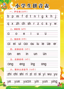小学生拼音表声母韵母声调歌幼儿园汉语