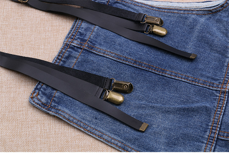 背带裤皮背带吊带 通用百搭细款可调节可拆卸二层真皮背带裤裙带