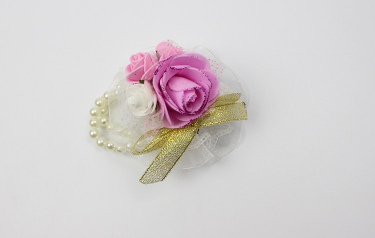 手工diy配件带珠手花 手腕花珍珠花 新娘手挽花配饰婚庆用品厂家