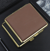 Mens cigarette box 20 sets of fine smoke womens extended leather creative personality flip metal patch cigarette clip storage box
