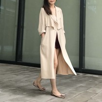  French light luxury elegant dynamic long windbreaker womens 2021 autumn and winter new hanging British style over-the-knee thin coat