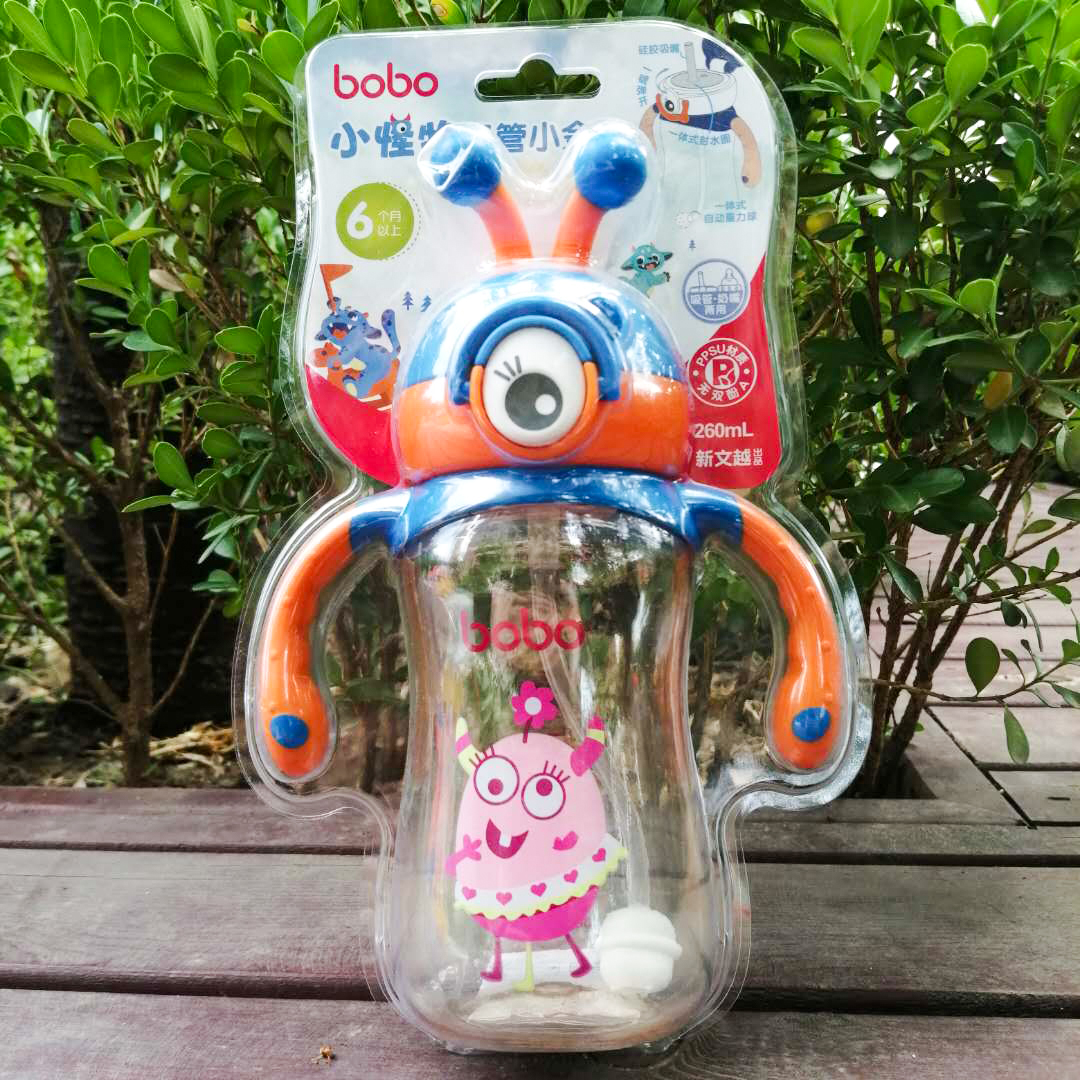 leerbao straw cup baby baby monster drinking cup drop-proof one bottle dual-use gravity ball learning drinking cup
