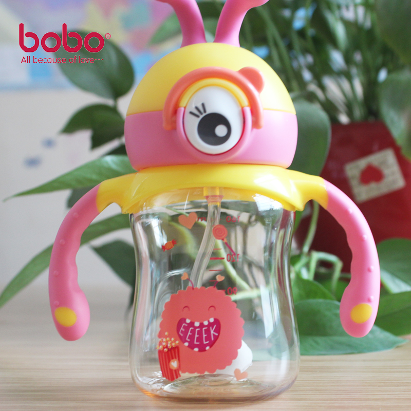 leerbao straw cup baby baby monster drinking cup drop-proof one bottle dual-use gravity ball learning drinking cup