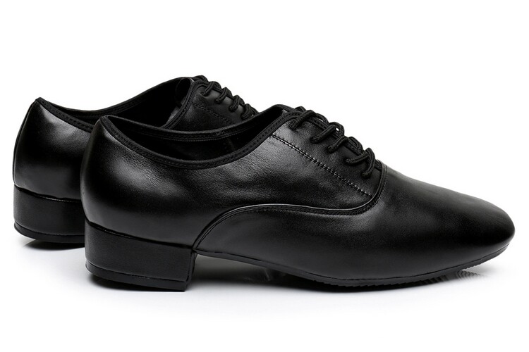 跳舞鞋男拉丁舞鞋成人真皮直板底中跟室外男士广场舞舞蹈鞋国标舞