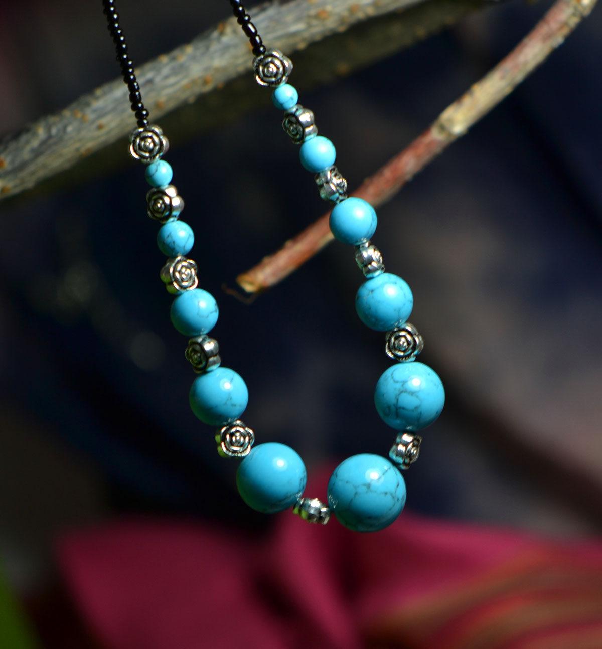 云南民族风饰品衣服配饰 女式西藏锁骨链 旅游复古绿松石项链