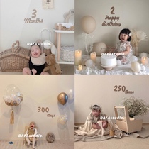Han Ins Baby Growth Record Month Wooden English Months 100 Days Full Moon During Pregnancy Photo Props