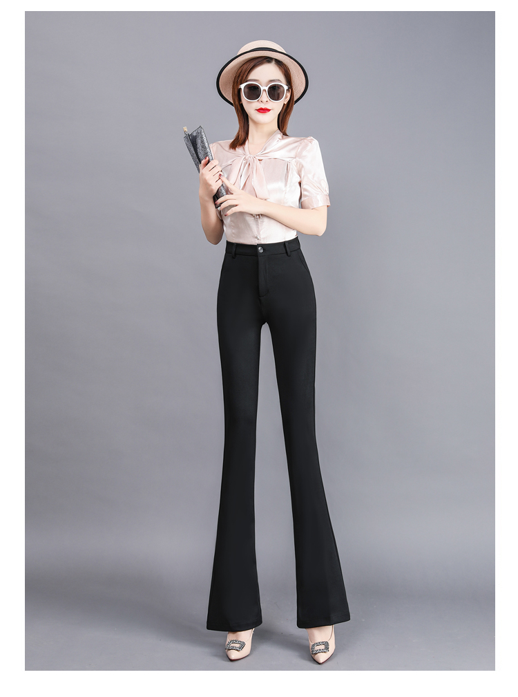 2019实拍夏季新款高腰修身女裤 显瘦微喇叭女长裤女裤休闲裤