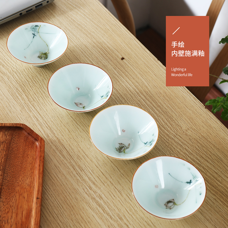 Jingdezhen ceramic hand - made creative teacups master cup single CPU and high - end white porcelain cup tea kungfu tea cup