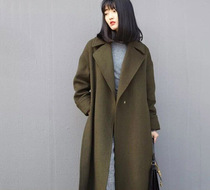 Japan 2016 new natural Australian double-sided cashmere coat womens wool coat autumn and winter thickened coat medium-long section