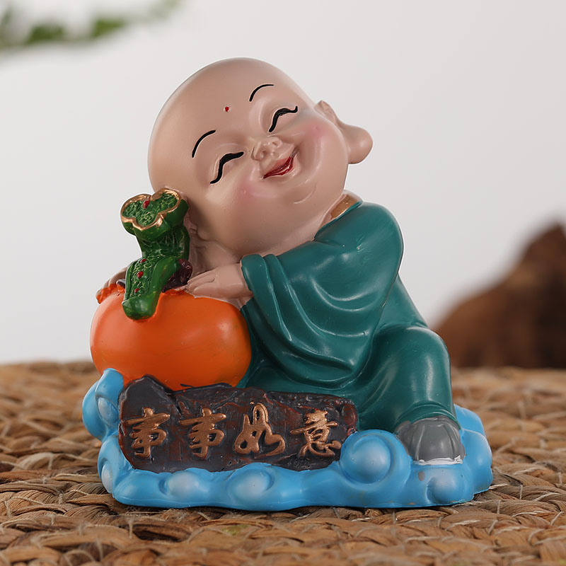 张家大院特色礼品小和尚创意摆件中国传统手工泥人泥塑小礼物-Taobao