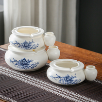 Wind-proof saucer purple sand ashtray fashion ceramic European style personality decoration gift with sink blue and white